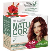Tinta de Cabelo Natucor Naturalmente Instigante Hibisco Castanho Claro Vermelho Acobreado 5.64