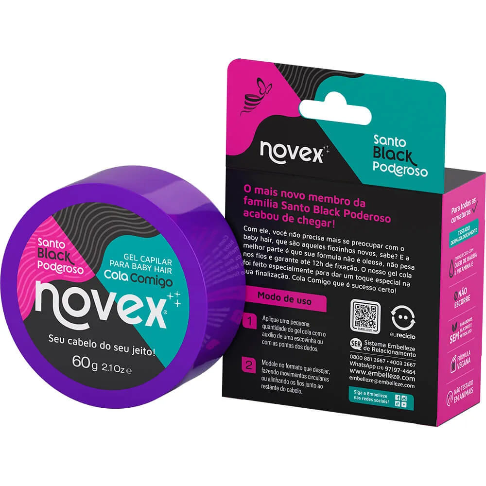 Gel Cola Comigo Novex Meus Cachos Santo Black Poderoso Gel Cola Comigo Novex Meus Cachos Santo Black Poderoso