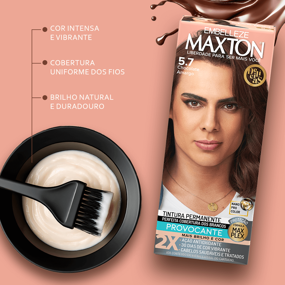 Tinta de Cabelo Maxton Delícias Chocolate Amargo 5.7 Tinta de Cabelo Maxton Delícias Chocolate Amargo 5.7