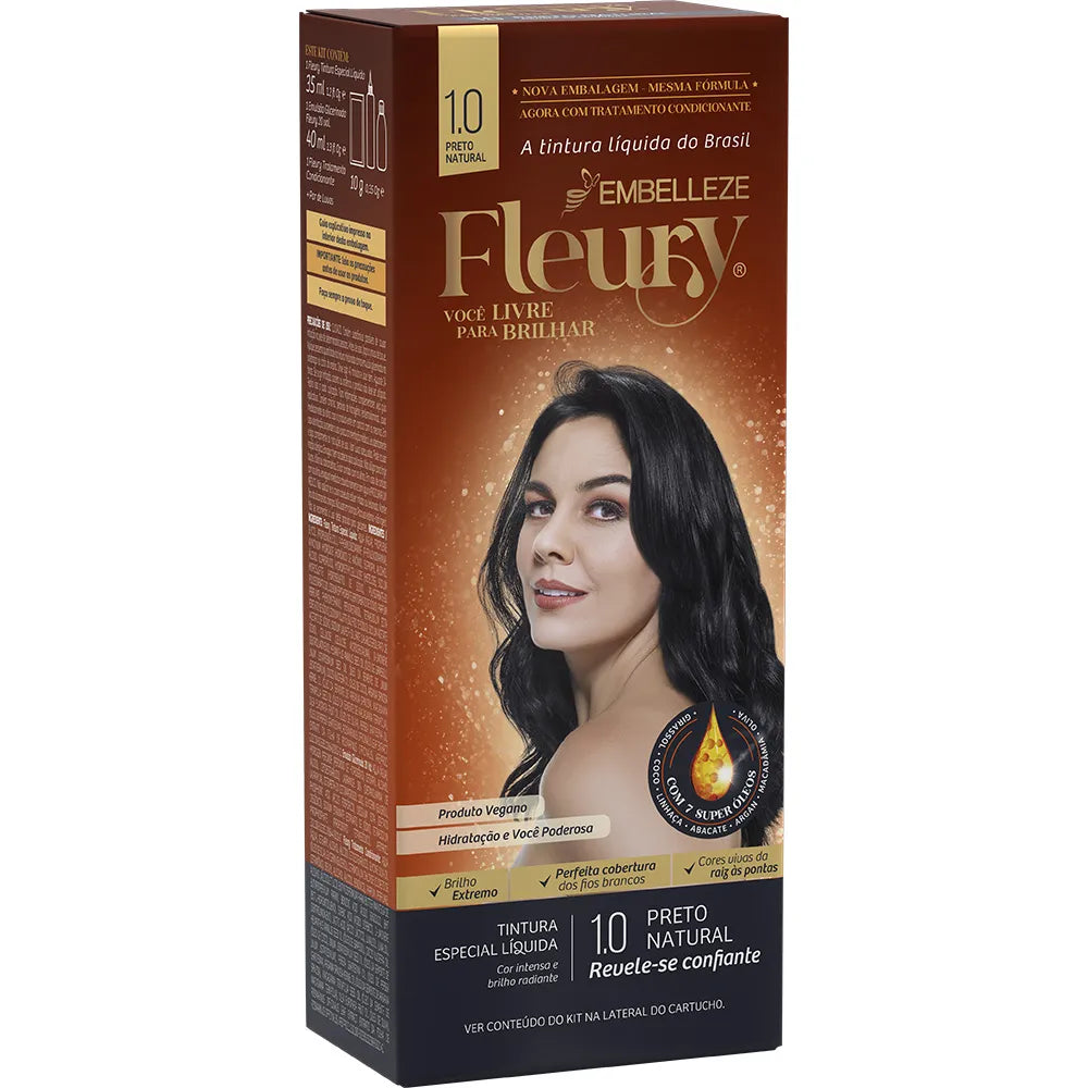 Tinta de Cabelo Fleury Preto Natural 1.0