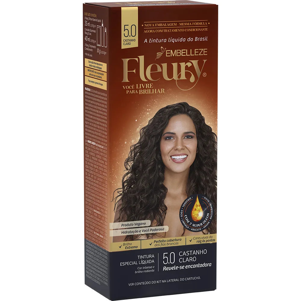 Tinta de Cabelo Fleury Castanho Claro 5.0