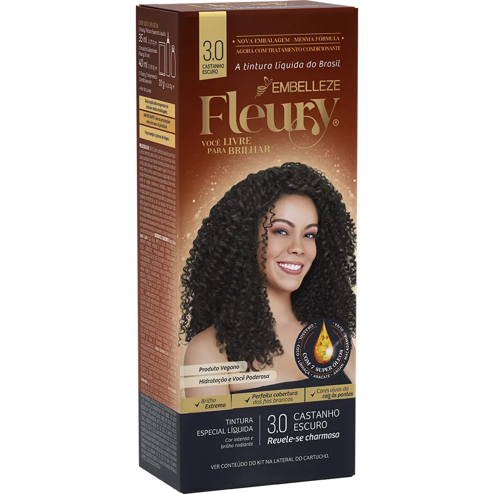 Tinta de Cabelo Fleury Castanho Escuro 3.0