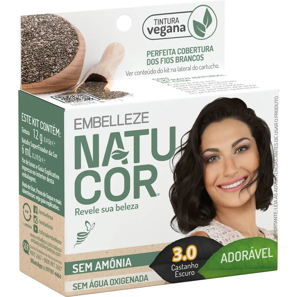 Tinta de Cabelo Natucor Naturalmente Adorável Castanho Escuro 3.0