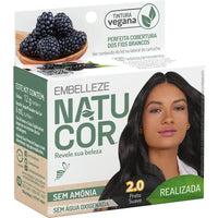 Tinta de Cabelo Natucor Naturalmente Realizada Amora-Preta Preto Suave 2.0