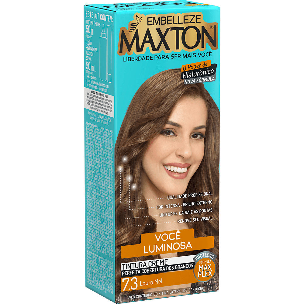 Tinta de Cabelo Maxton Você Mais Luminosa Louro Mel 7.3