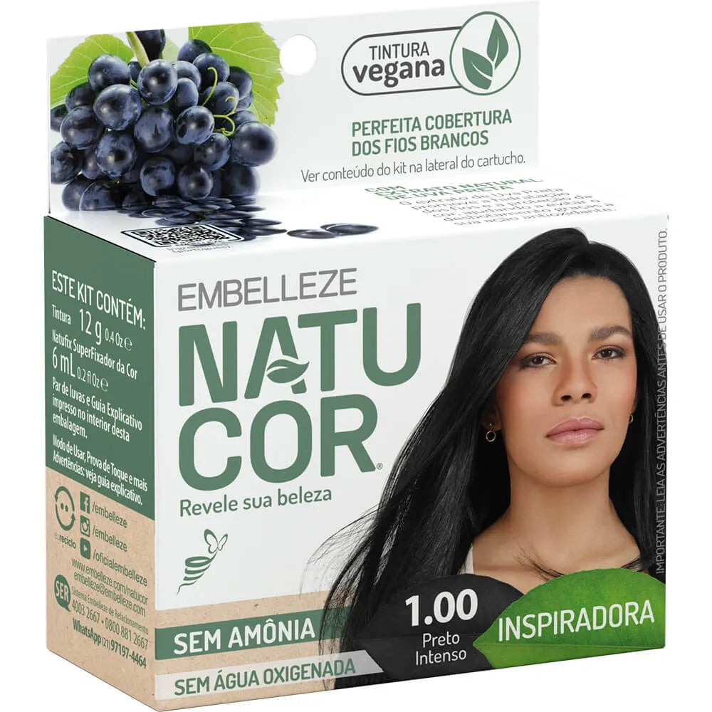 Tinta de Cabelo Natucor Naturalmente Inspiradora Uva Preta Preto Intenso 1.00