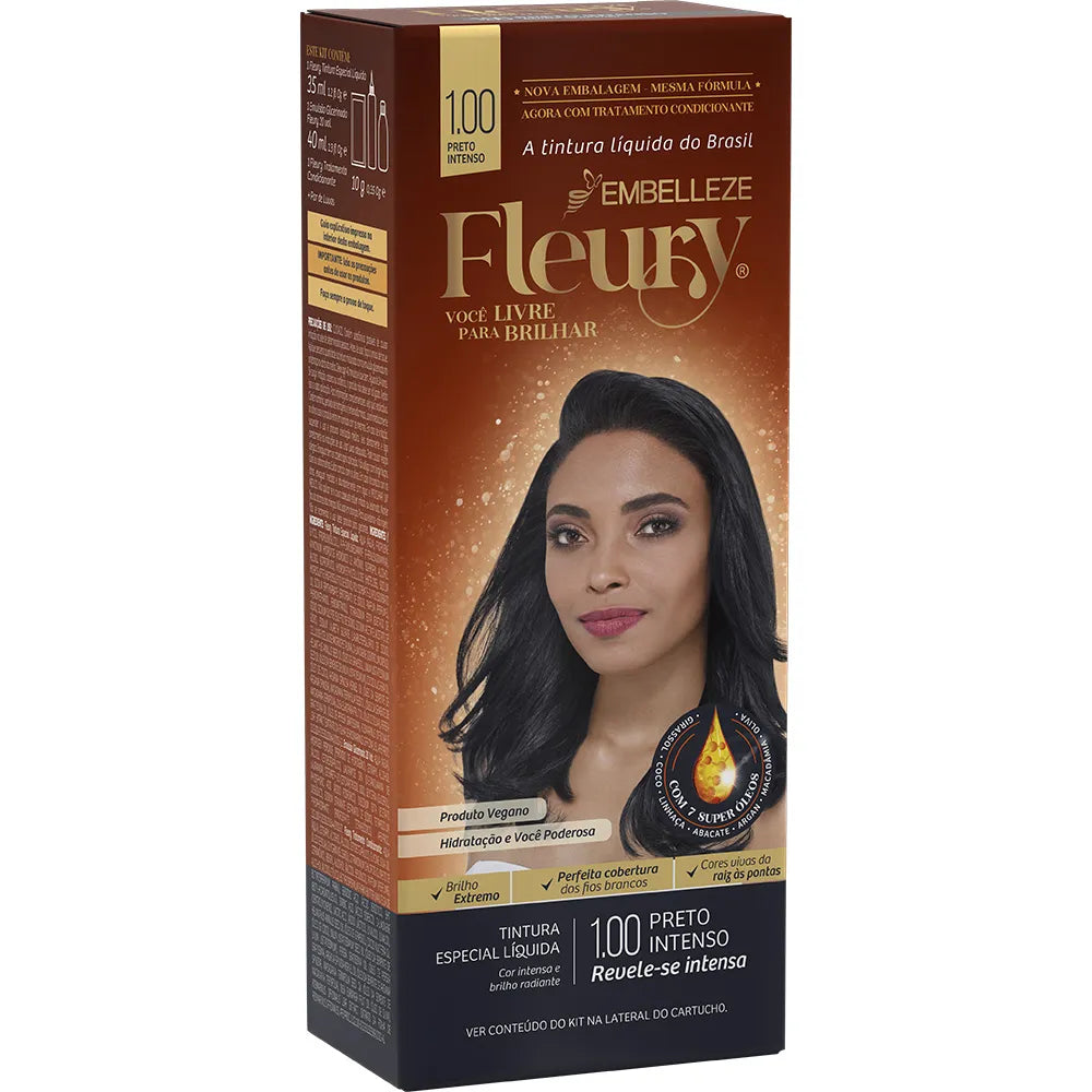 Tinta de Cabelo Fleury Preto Intenso 1.00