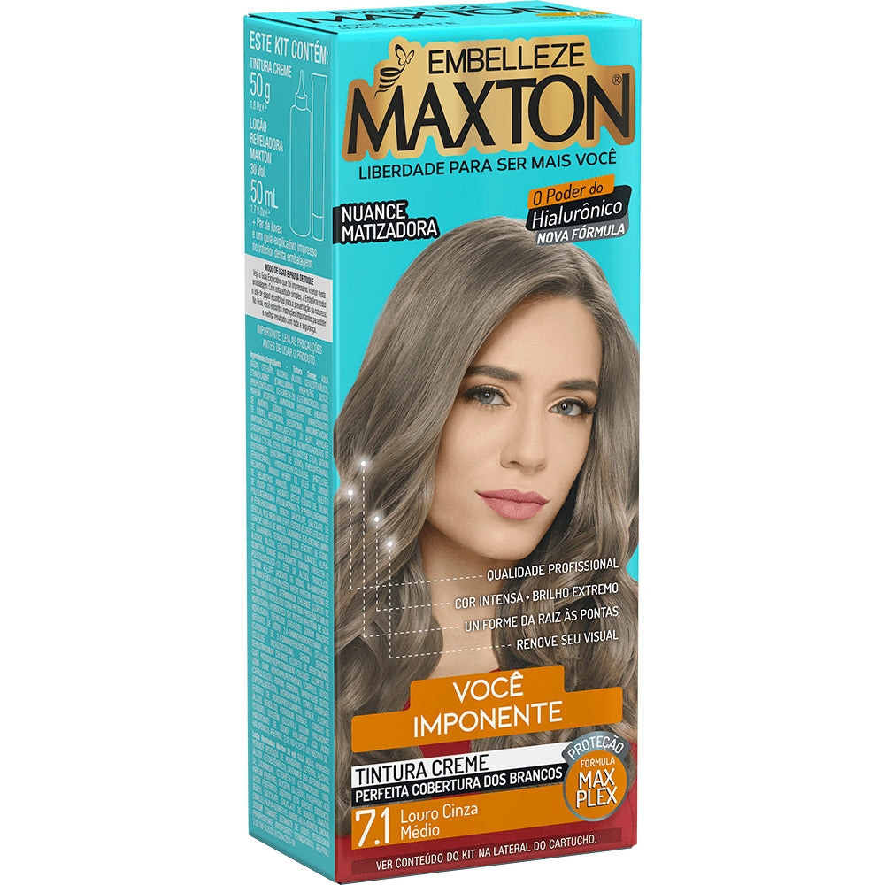 Tinta de Cabelo Maxton Você Imponente Louro Cinza Médio 7.1