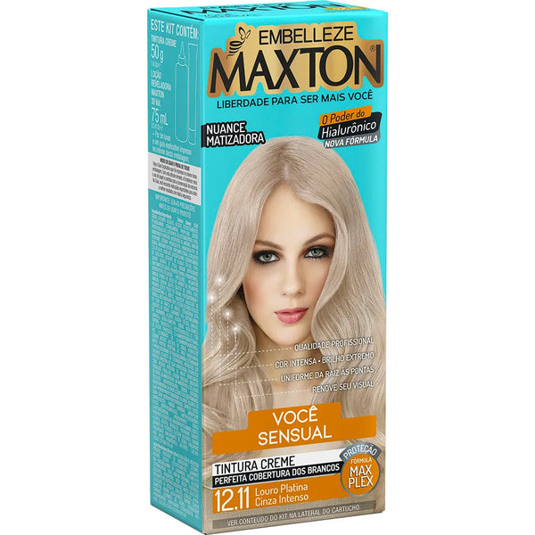 Tinta de Cabelo Maxton Você Mais Sensual Louro Platina Cinza Intenso 12.11