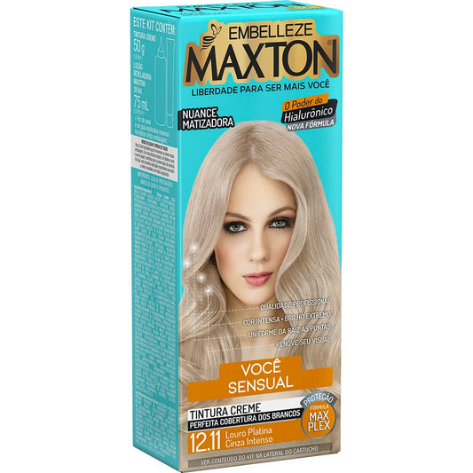 Tinta de Cabelo Maxton Você Mais Sensual Louro Platina Cinza Intenso 12.11