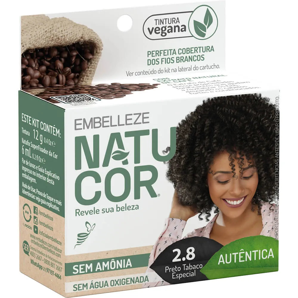 Tinta de Cabelo Natucor Naturalmente Autêntica Café Forte Preto Tabaco Especial 2.8