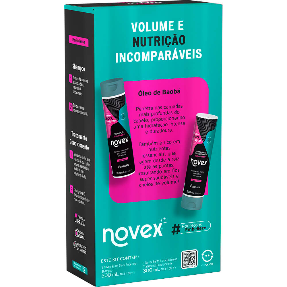 Shampoo e Condicionador Novex Meus Cachos Santo Black Poderoso