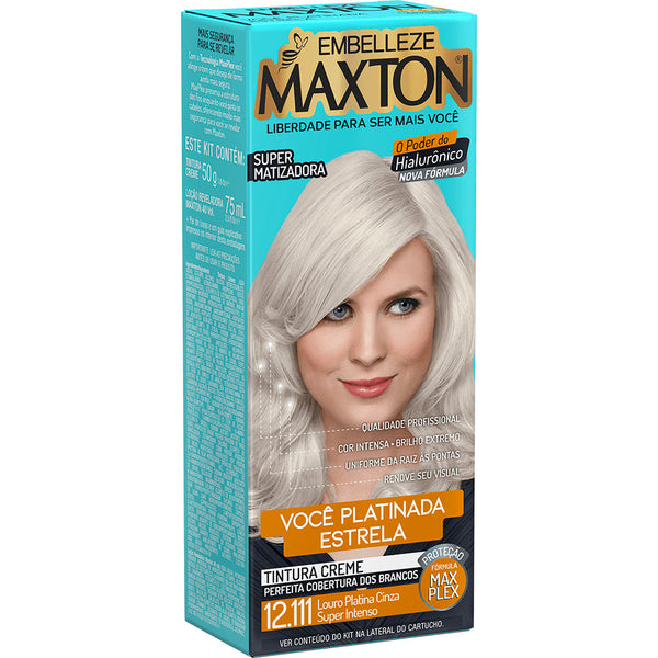 Tinta de Cabelo Maxton Loura Platinada Estrela Louro Platina Cinza Super Intenso 12.111