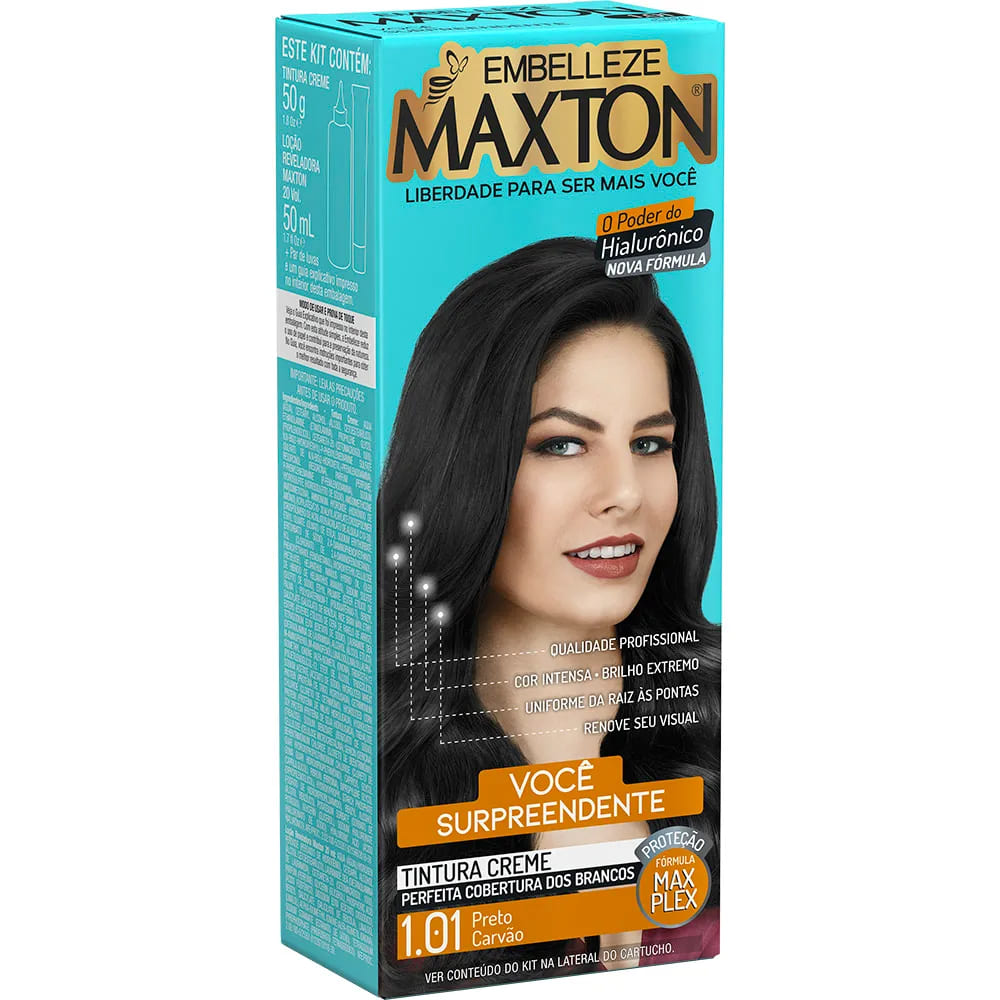 Tinta de Cabelo Maxton Você Mais Surpreendente Preto Carvão 1.01