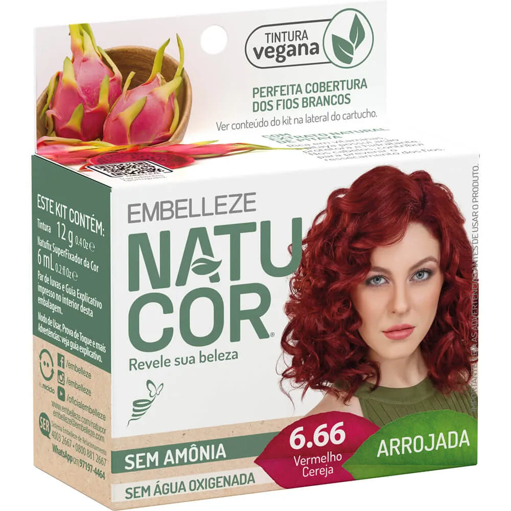 Tinta de Cabelo Natucor Naturalmente Arrojada Vermelho Cereja 6.66