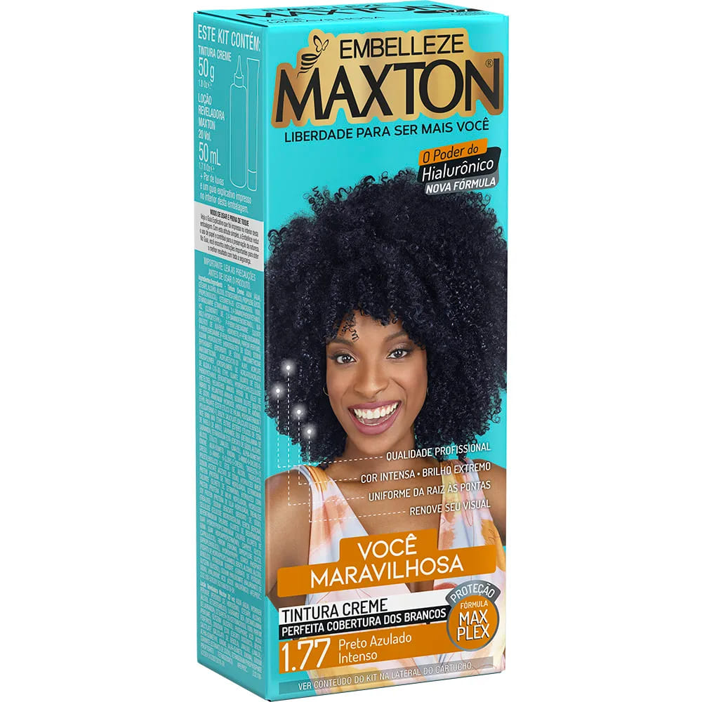 Tinta de Cabelo Maxton Você Mais Maravilhosa Preto Azulado Intenso 1.77