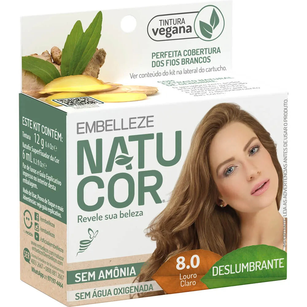 Tinta de Cabelo Natucor Naturalmente Deslumbrante Louro Claro 8.0