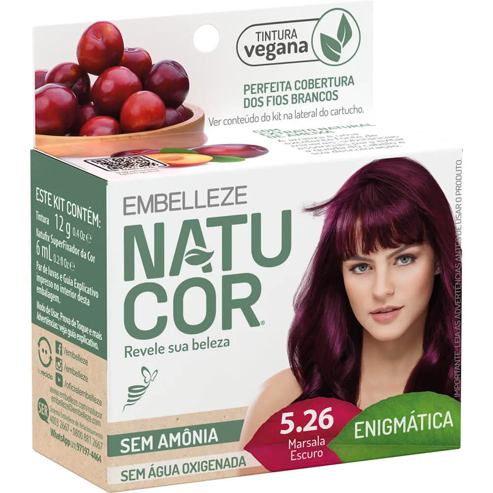 Tinta de Cabelo Natucor Naturalmente Enigmática Marsala Escuro 5.26
