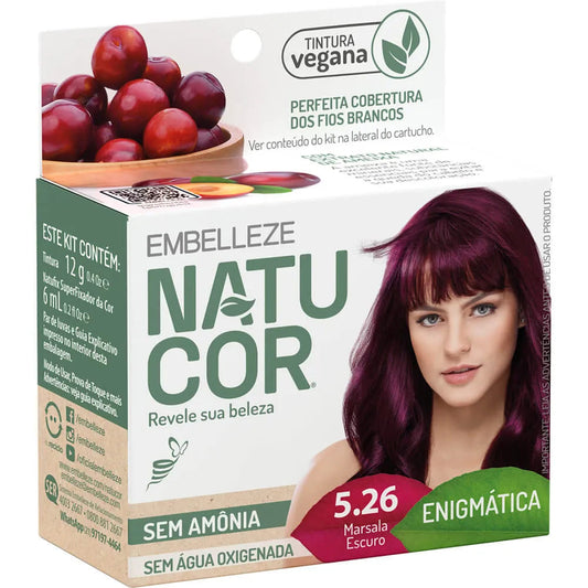 Tinta de Cabelo Natucor Naturalmente Enigmática Marsala Escuro 5.26