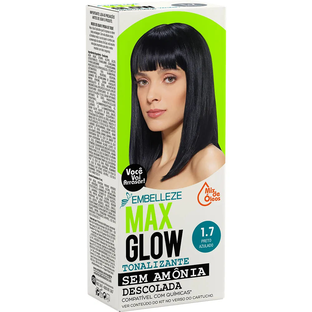 Tonalizante Vegano MaxGlow Descolada Preto Azulado 1.7