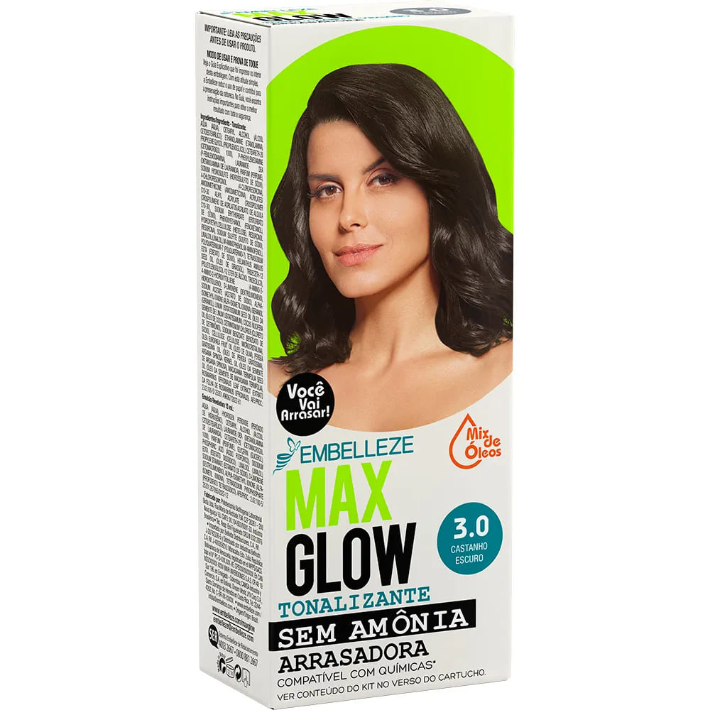 Tonalizante Vegano MaxGlow Castanho Escuro Admirável 3.0