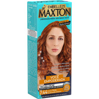 Tinta de Cabelo Maxton Forte e Empoderada Louro Médio Acobreado Intenso 7.44