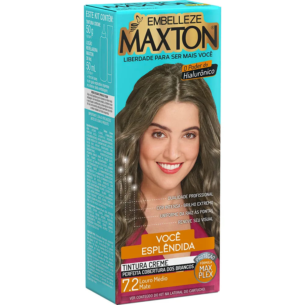 Tinta de Cabelo Maxton Linda e Esplêndida Louro Médio Mate 7.2