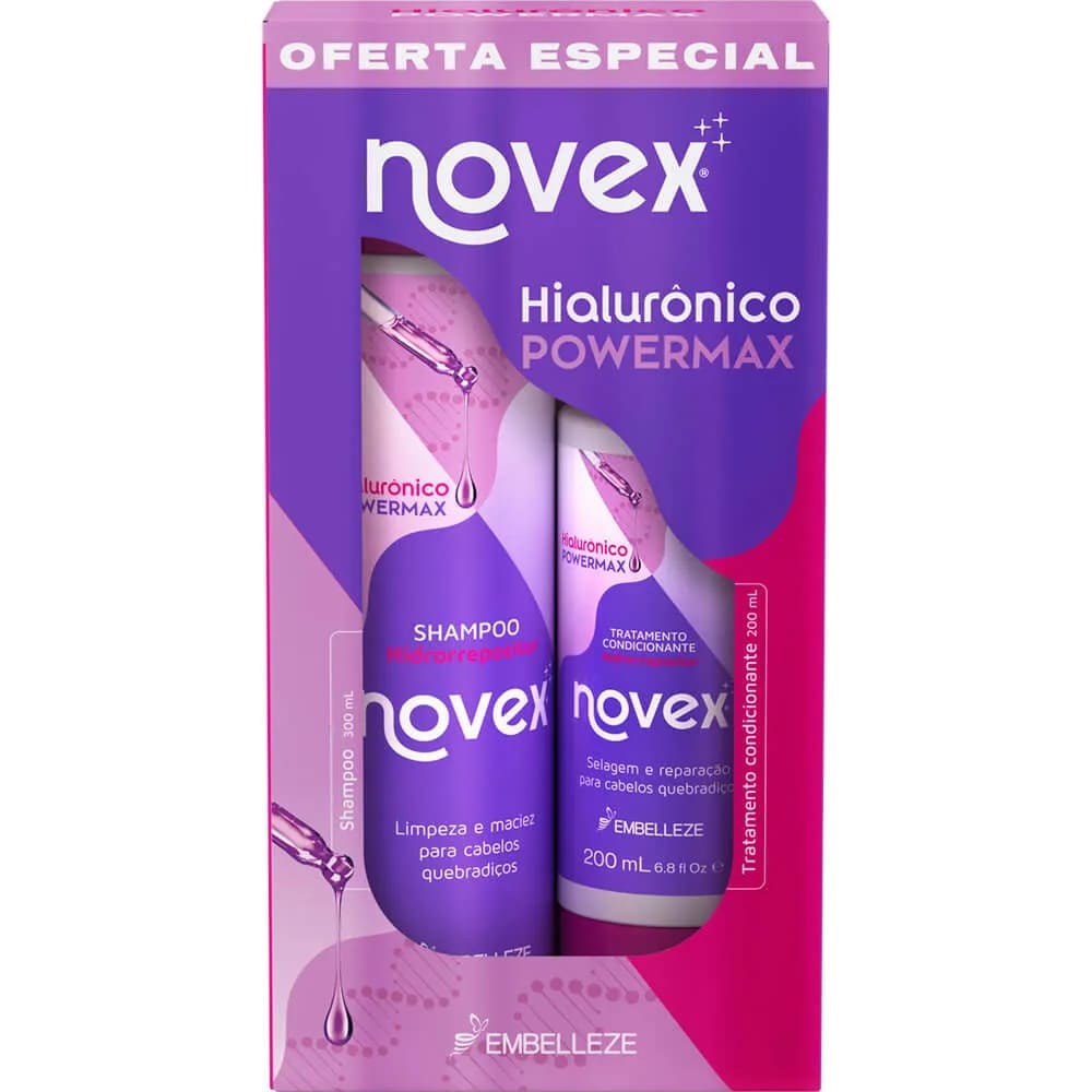 Shampoo e condicionador Novex Hialurônico PowerMax Harmonização capilar