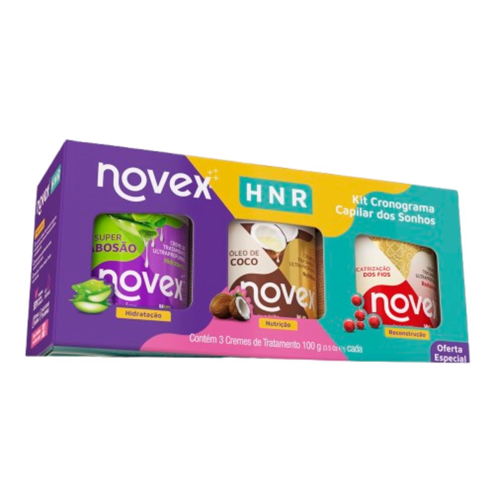 Kit HNR Cronograma Capilar dos Sonhos Novex  Babosão + Coco + Cicatrização