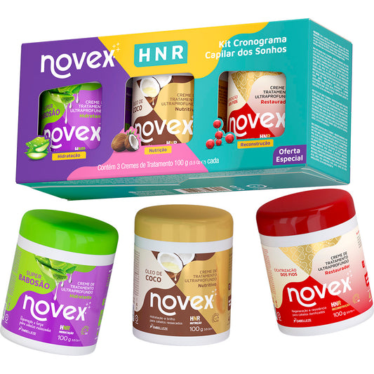 Kit HNR Cronograma Capilar dos Sonhos Novex  Babosão + Coco + Cicatrização
