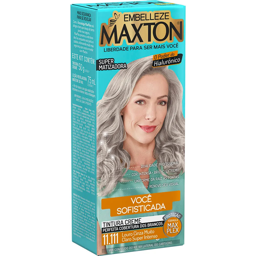 Tinta de Cabelo Maxton Beleza Sofisticada Louro Cinza Super Intenso 11.111