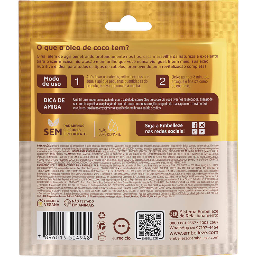 Sachê de Creme de Tratamento Novex Óleo de Coco