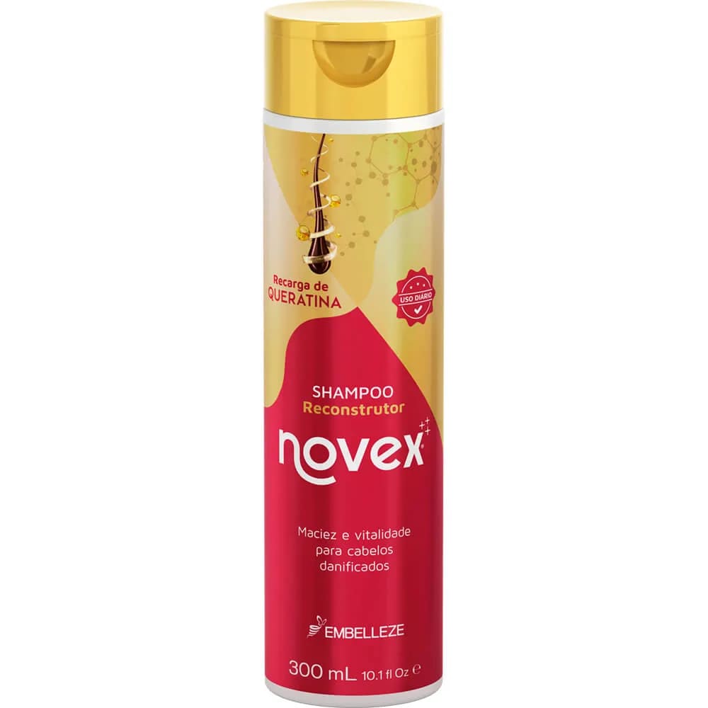 Shampoo Novex Hidratante Regenerador Recarga de Queratina Brasileira