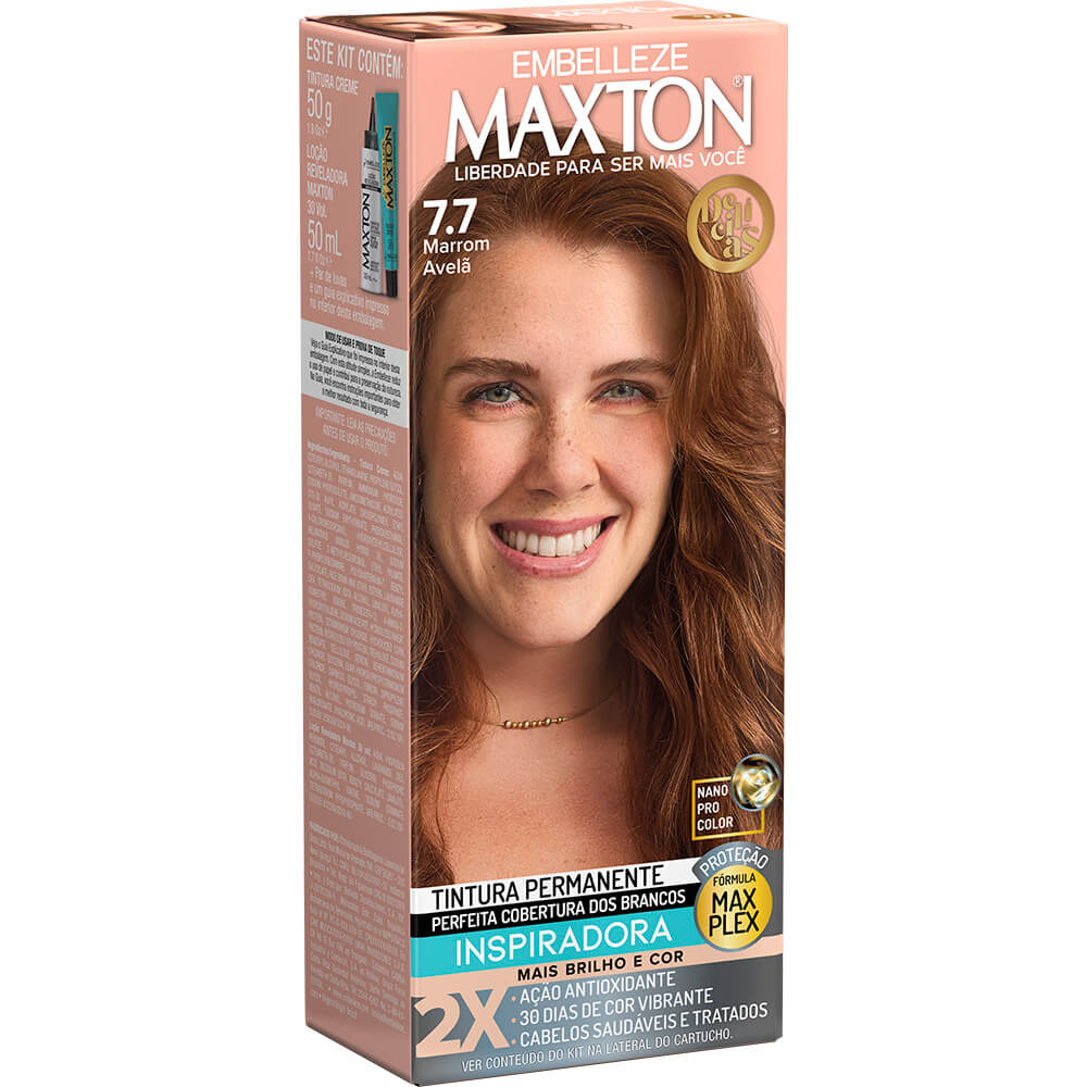 Tinta de Cabelo Maxton Delícias Marrom Avelã 7.7
