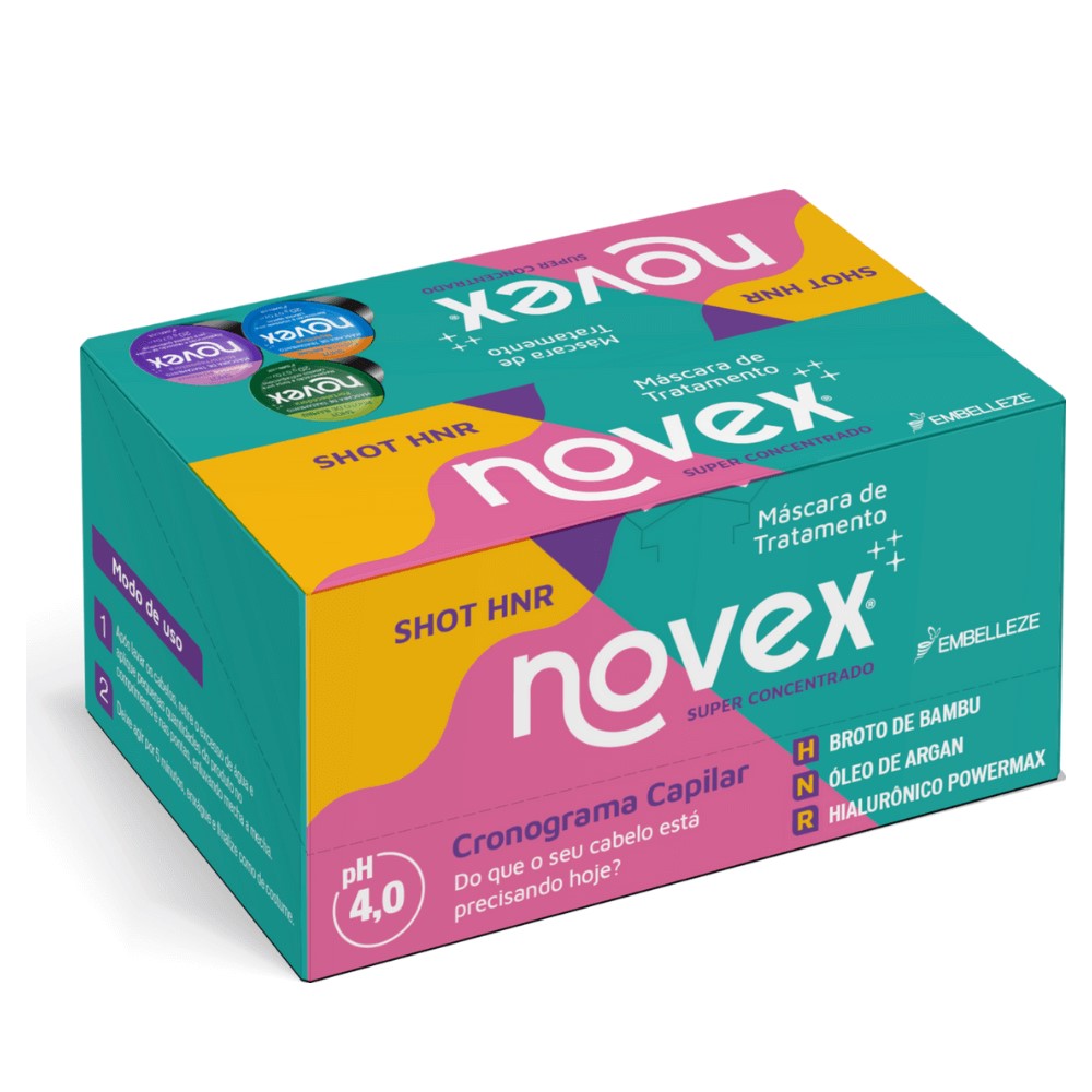 Máscara de Tratamento Capilar Novex Shot Bambu+Argan+Hialuronico 20g - C/12
