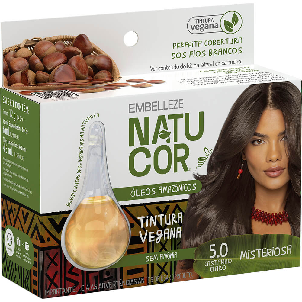 Kit Natucor Óleos Da Amazônia Castanho Claro 5.0 + Novex Reposição De Massa 400G