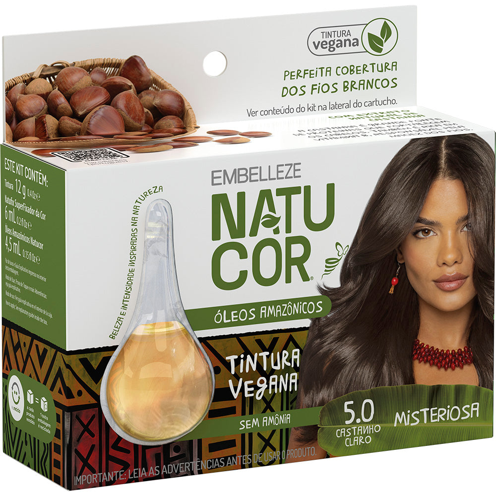 Tinta de Cabelo Natucor Óleos Amazônicos Castanho Claro 5.0