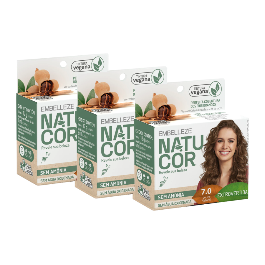 Kit 3 Natucor Extrovertida Louro Natural 7.0