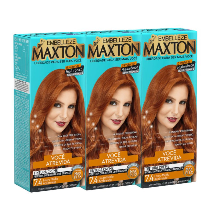 Kit 3 Maxton Você Atrevida Louro Médio Acobreado 7.4