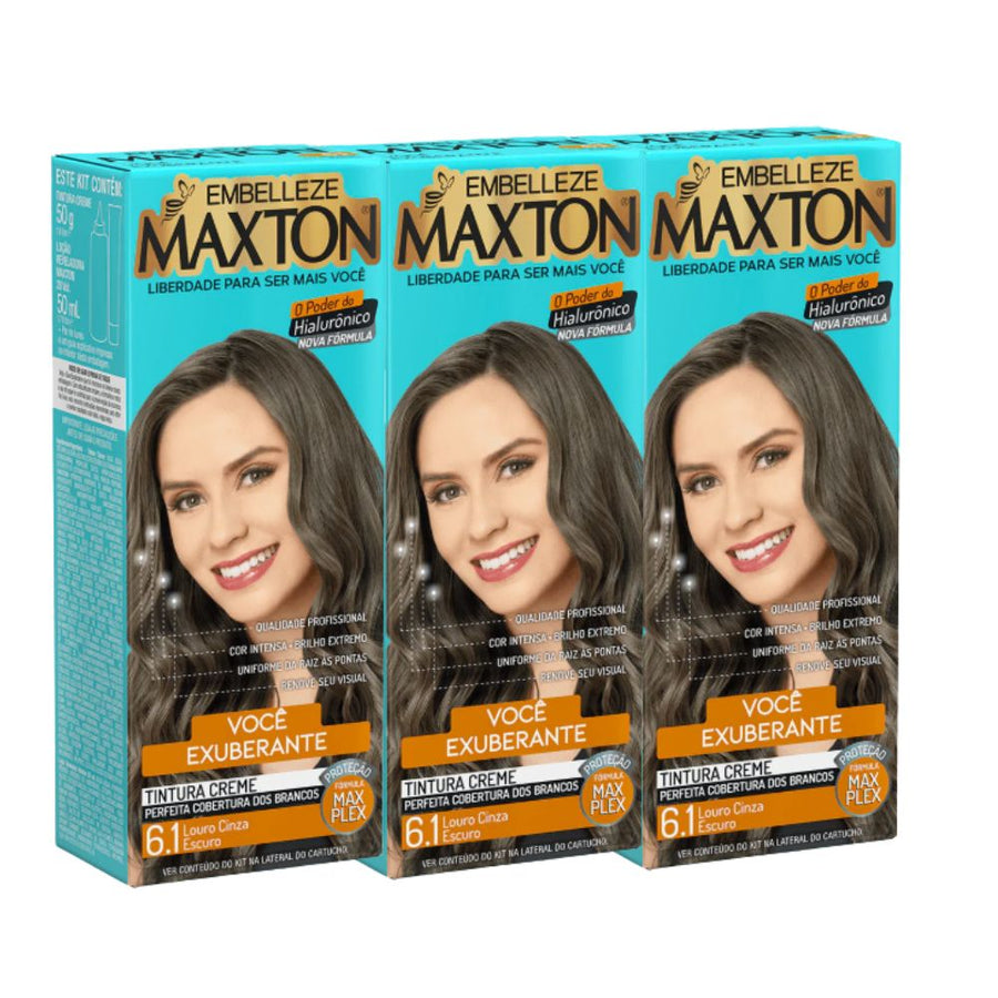 Kit 3 Maxton Loura Exuberante Louro Cinza Escuro 6.1