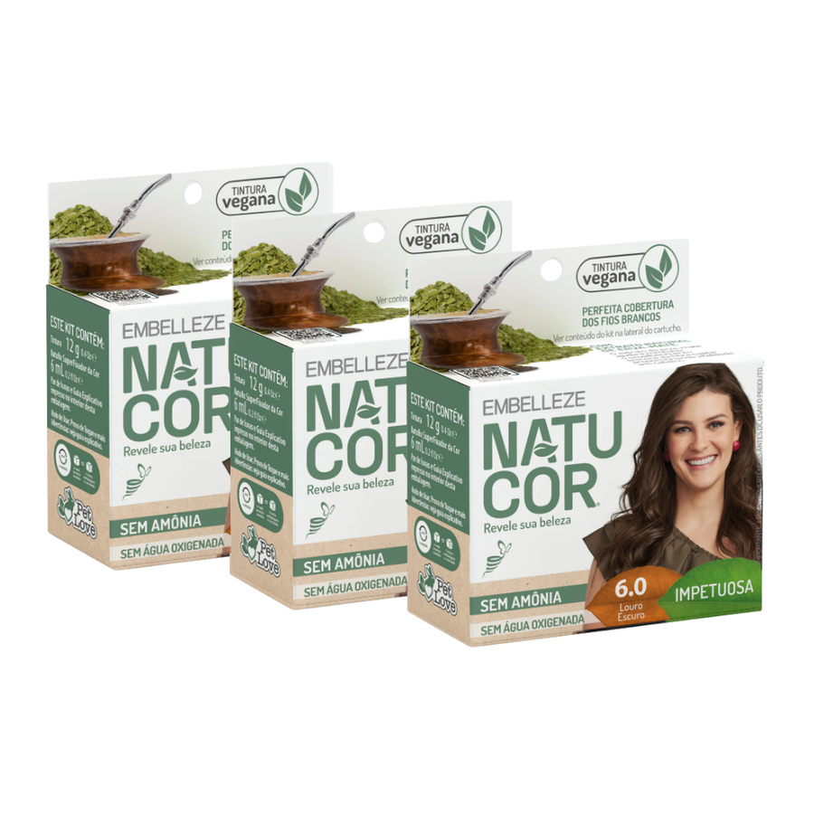Kit 3 Natucor Impetuosa Louro Escuro 6.0