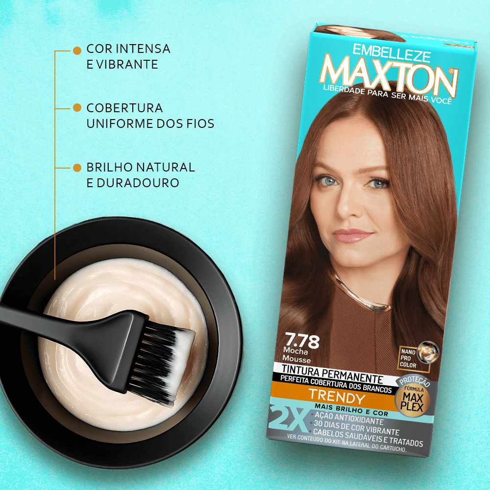 Tinta de Cabelo Maxton Mocha 7.78