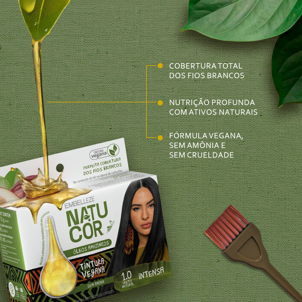 Tinta de Cabelo Natucor Óleos Amazônicos Preto Natural 1.0