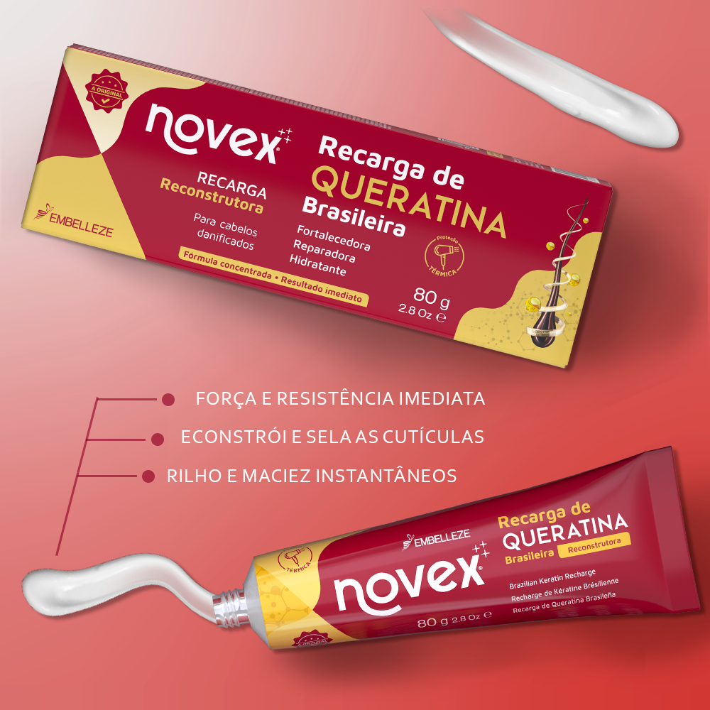 Tratamento Reconstrutor Novex Recarga de Queratina Brasileira