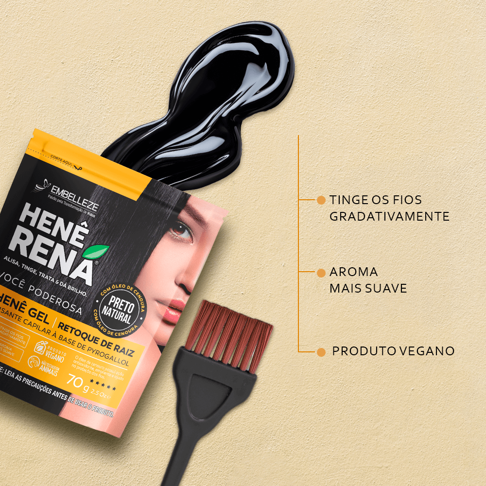 Henê Rená Retoque da Raiz Preto Natural