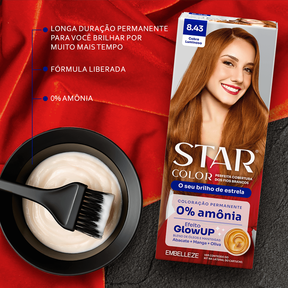 Tinta de Cabelo StarColor Cobre Luminoso 8.43