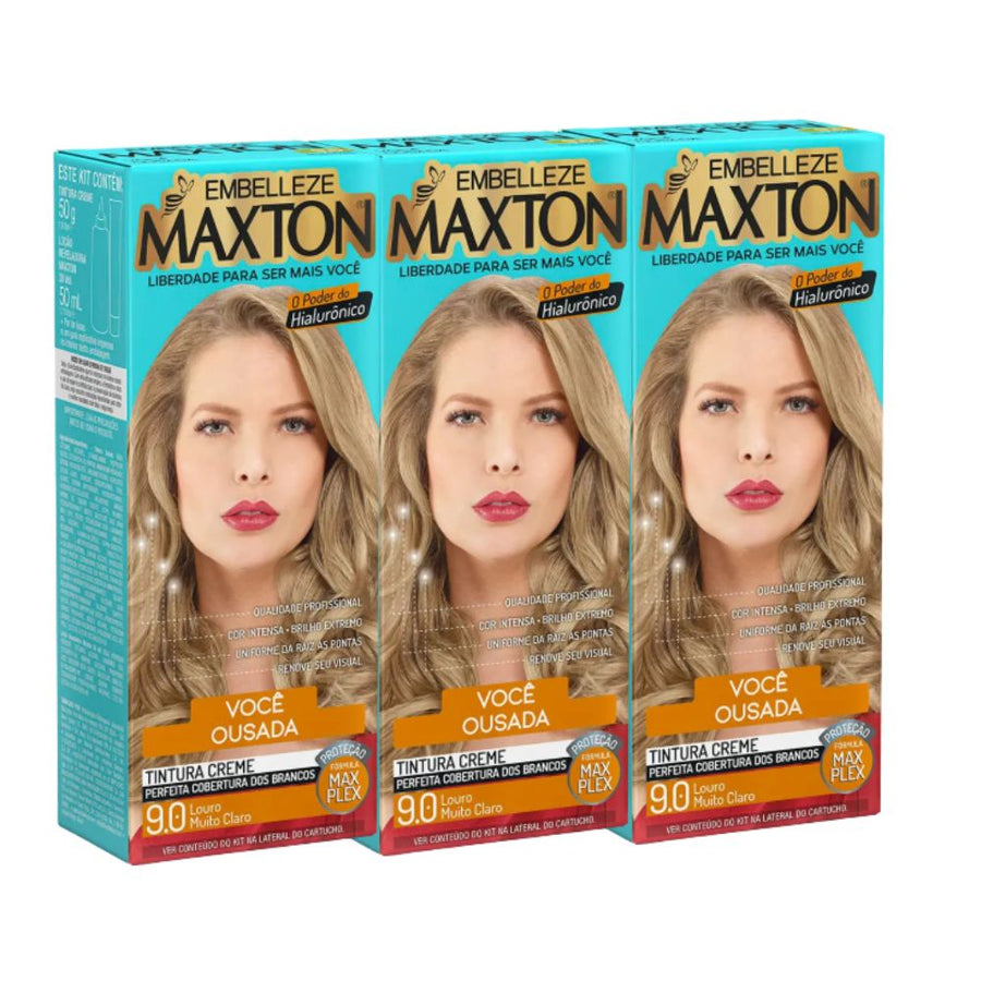 Kit 3 Maxton Super Ousada Louro Muito Claro 9.0