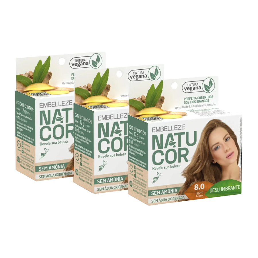 Kit 3 Natucor Naturalmente Deslumbrante Louro Claro 8.0