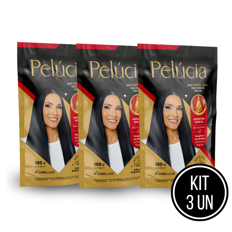 Kit 3 Henê Pelúcia Gel Queratina Pouch