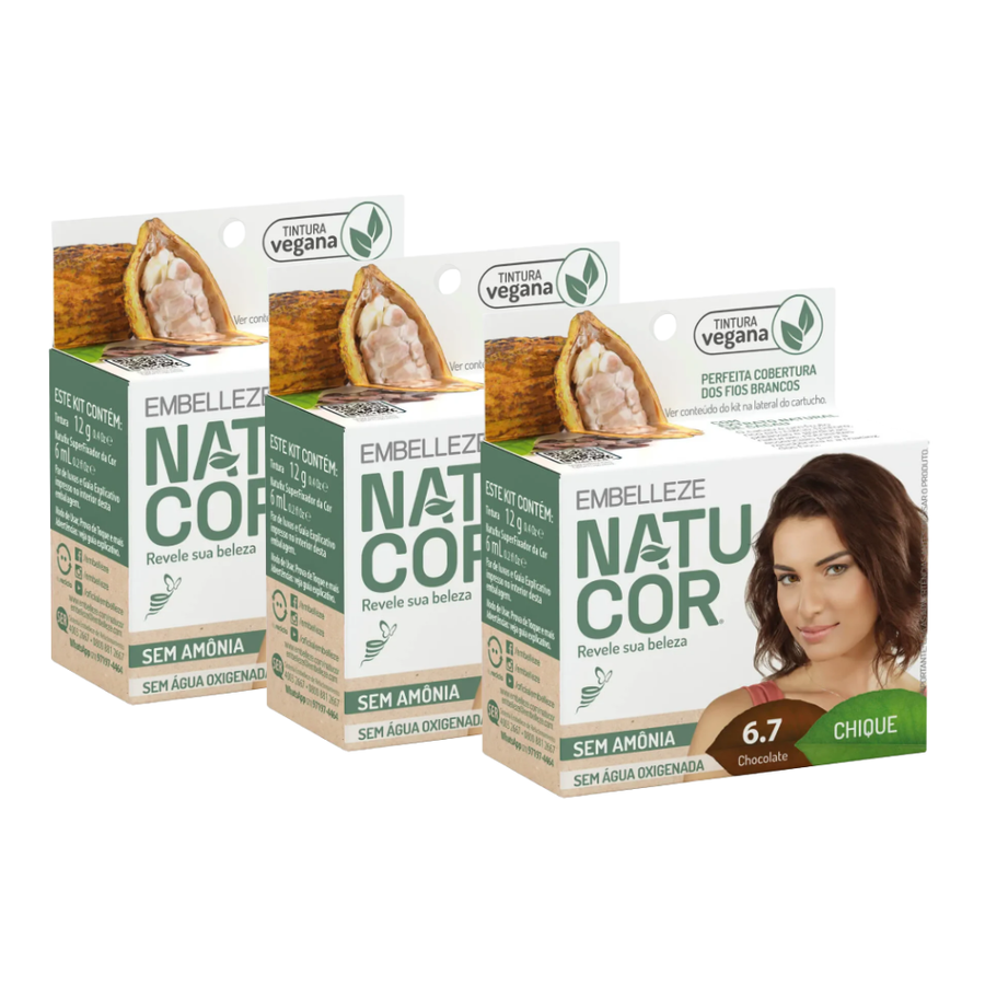 Kit 3 Natucor Naturalmente Chique Chocolate 6.7